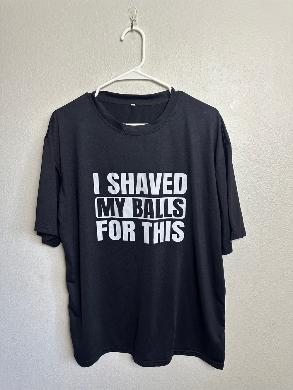 Men's Black Graphic Tee - 'I Shaved My Balls For This' gag gift funny tee